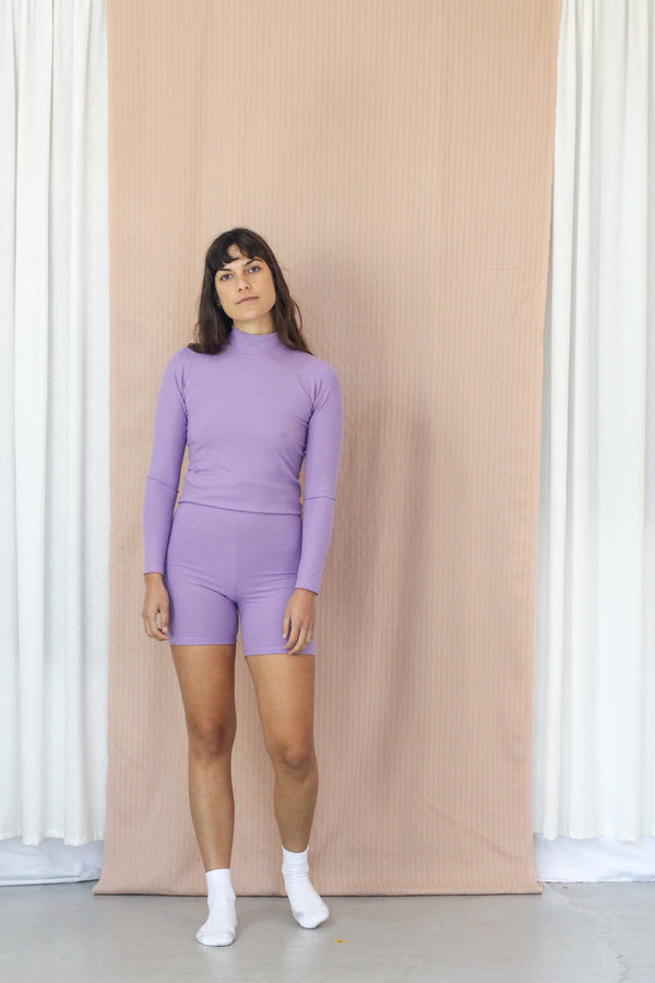 Rib Shorts- Lavender